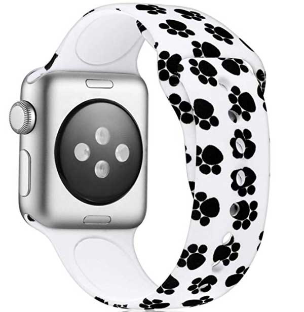 Impresión de pata de gato en correa de reloj de Apple de silicona suave