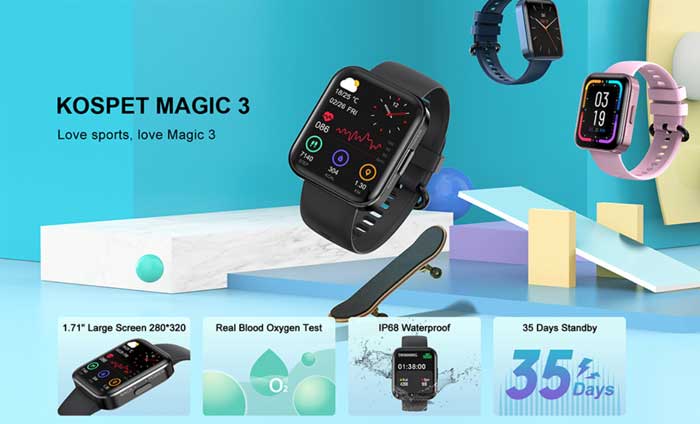 Reloj inteligente Kospet Magic 3: pantalla ancha deportiva para llevar