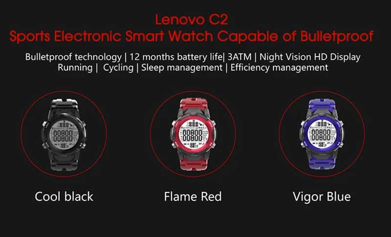 Reloj inteligente Lenovo C2: reloj inteligente para exteriores con pantalla FSTN