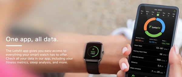 Aplicación de soporte para reloj inteligente LetsFit