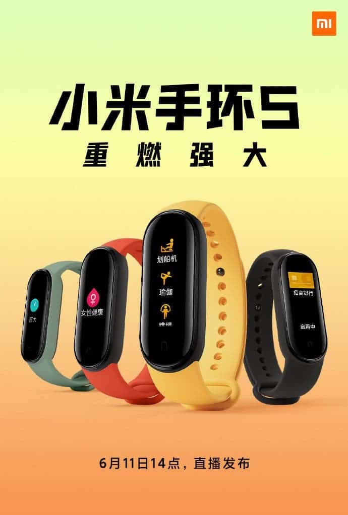 Xiaomi Mi Band 5 - La imagen muestra correas y diseños de diferentes colores