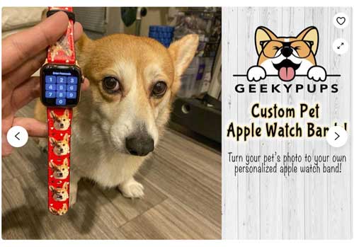 Correa de reloj de Apple con retrato artístico personalizado para mascotas
