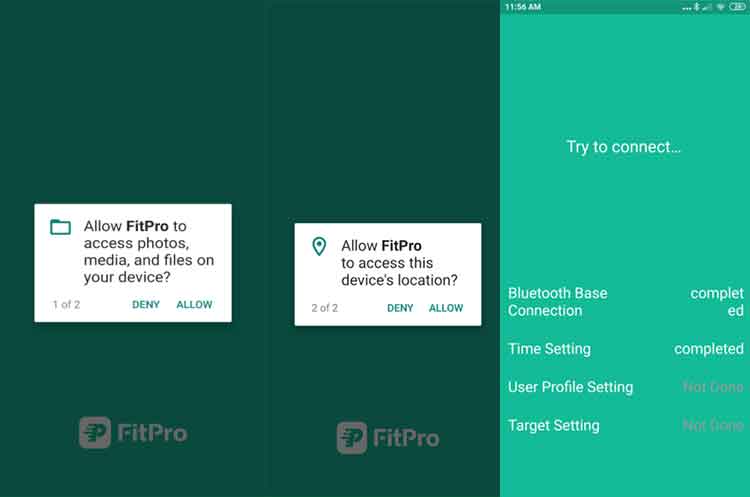 Permisos de la aplicación Fitpro