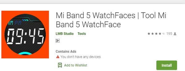 Esferas de reloj Mi Band 5