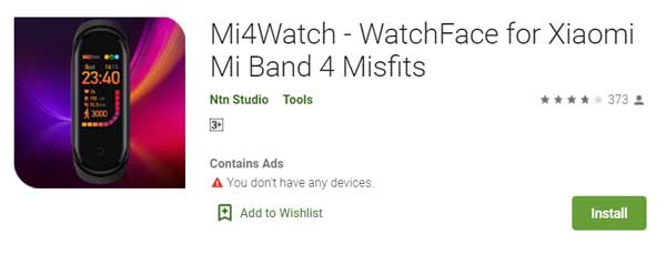 Mi4Watch - WatchFace para Xiaomi Mi Band 4 MisFits por Ntn Studio