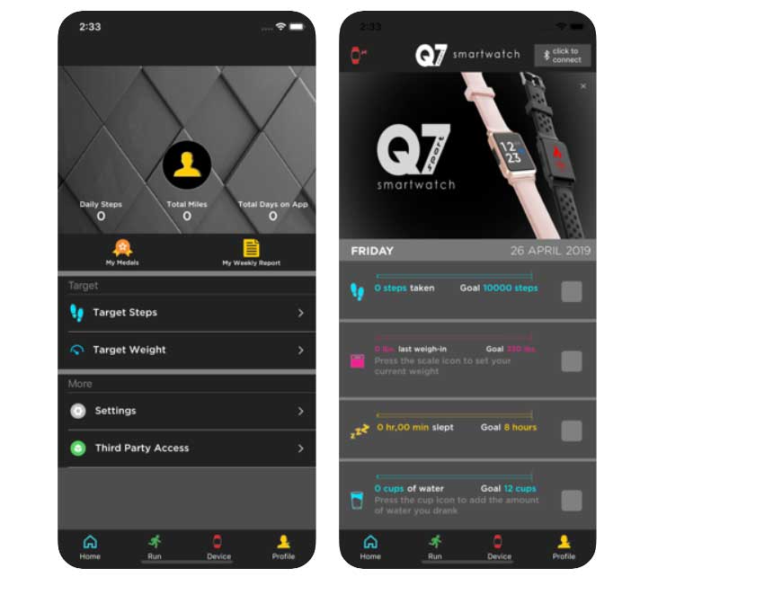 Q7 Sport Smartwatch: configuración, aplicación de soporte, descarga del manual del usuario