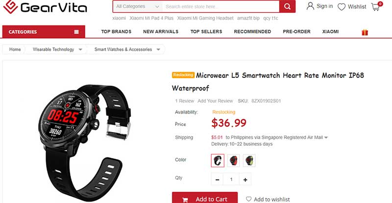 Reloj inteligente Microwear L5 - Código de cupón