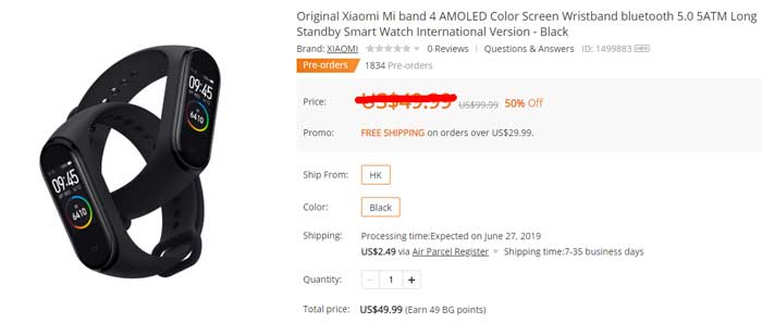 Código de cupón Xiaomi Mi Band 4